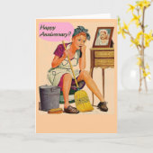 Retro Gelukkige Jubileum van de Huisvrouw Kaart (Gele Bloem)