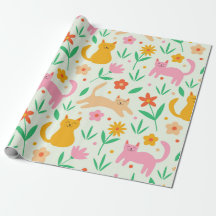 Retro gelukkige katten met oranje rode en perzik b