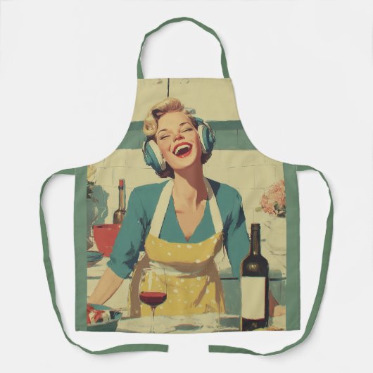 Retro Gelukkige Kook Vibes Schort (Voorkant)