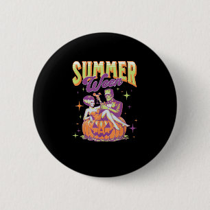 Retro gelukkige Summerween grappige Frankenstein m Ronde Button 5,7 Cm