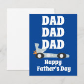 Retro Gelukkige Vaderdag Rennende Auto Blauw (Voorkant / Achterkant)