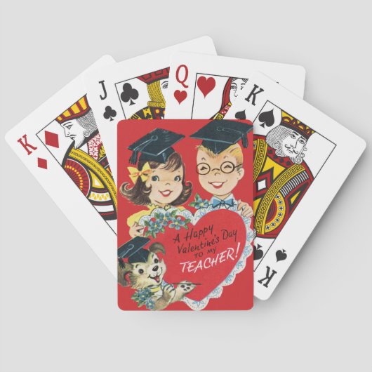  Retro Gelukkige Valentijnsdag Naar Leraar Pokerkaarten (Achterkant)