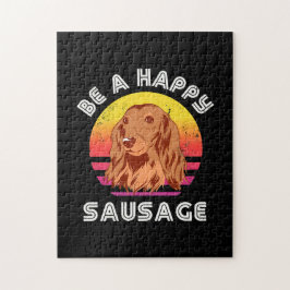 Retro Gelukkige Worst Hond Legpuzzel