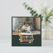 Retro Gelukkigste Feestdagen Familie Kerstfoto Feestdagenkaart (Staand voorkant)