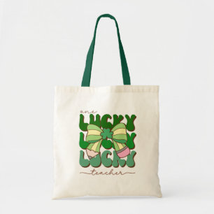 Retro Geluksleraar met Coquette Potlood Boog Tote Bag