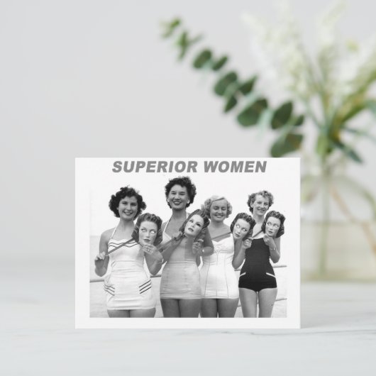  Retro Gemaskerde zwemschoonheid Briefkaart (Staand voorkant)