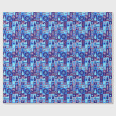 Retro gemengde kerst patchwork cadeaupapier (Vlak)