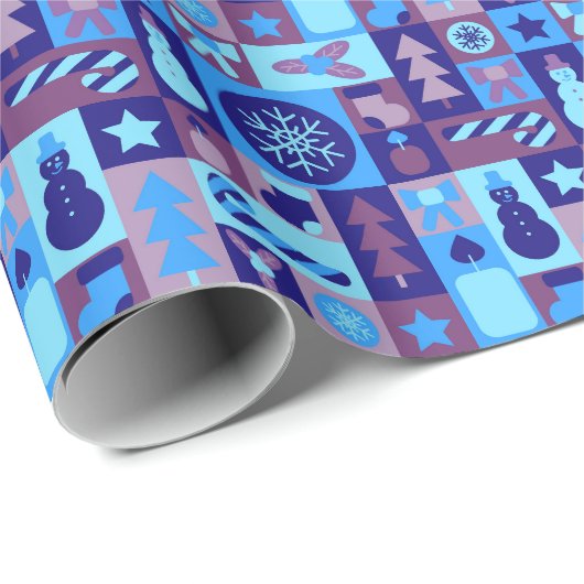 Retro gemengde kerst patchwork cadeaupapier (Rol Hoek)