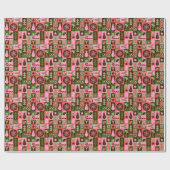 Retro gemengde kerst patchwork cadeaupapier (Vlak)