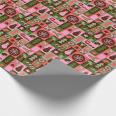 Retro gemengde kerst patchwork cadeaupapier (Hoek)