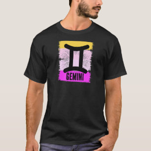 Retro Gemini Symbol Birthday Zodiac Astrology Vint T-shirt
