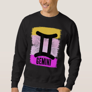 Retro Gemini Symbol Birthday Zodiac Astrology Vint Trui