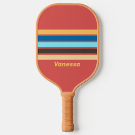 Retro Gemompel over Strepen met Naam Pickleball Paddle