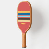 Retro Gemompel over Strepen met Naam Pickleball Paddle (Links)
