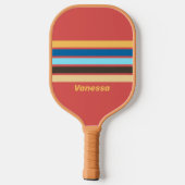 Retro Gemompel over Strepen met Naam Pickleball Paddle (Achterkant)