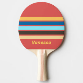 Retro Gemompel over Strepen met Naam Tafeltennisbatje