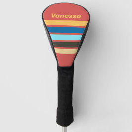 Retro gemurmel over strepen met naam golfheadcover