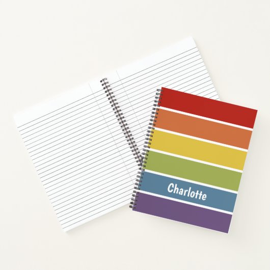 Retro gemuteerde regenboog LGBT gepersonaliseerd Notitieboek (Binnen)