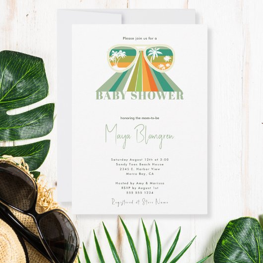 Retro Gender Neutral Rainbow Baby shower Kaart