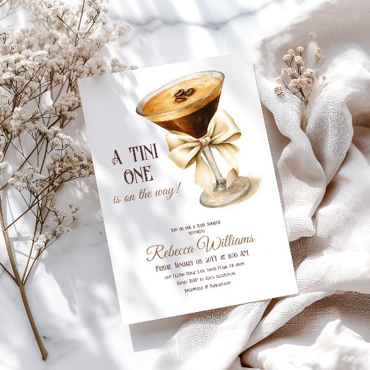 Retro genderneutraal Espresso Martini-Baby shower Kaart