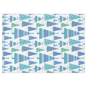 Retro Geo Scandi Kerstbomen Blauw & Groen Tafelkleed (Voorkant (Horizontaal))