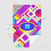 Retro Geometric 80s Memphis Monogram Golfhanddoek (Insitu)