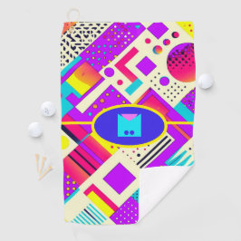 Retro Geometric 80s Memphis Monogram Golfhanddoek