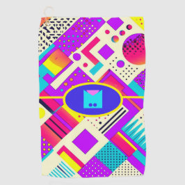 Retro Geometric 80s Memphis Monogram Golfhanddoek