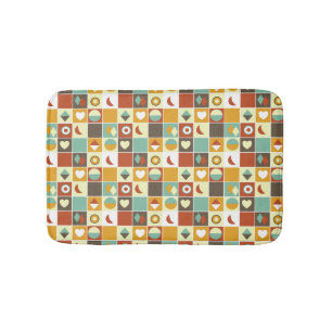 Retro Geometric Abstract Pattern Brown Red Sinaasa Badmat