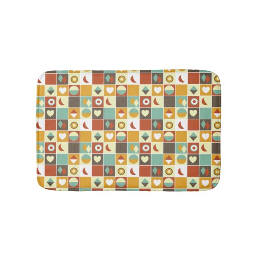 Retro Geometric Abstract Pattern Brown Red Sinaasa Badmat (Voorkant)