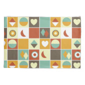 Retro Geometric Abstract Pattern Brown Yellow Blue Kussensloop (Achterkant)