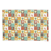 Retro Geometric Abstract Pattern Brown Yellow Blue Kussensloop (Voorkant)