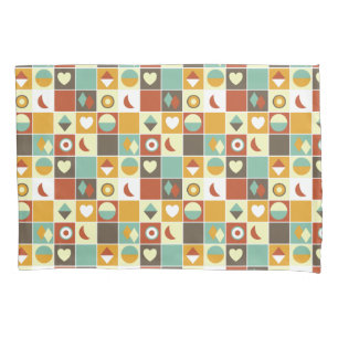 Retro Geometric Abstract Pattern Brown Yellow Blue Kussensloop