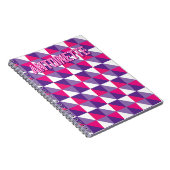 Retro Geometric Abstract Pink Purple & White Name Notitieboek (Rechterzijde)