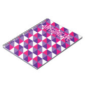 Retro Geometric Abstract Pink Purple & White Name Notitieboek (Linkerzijde)