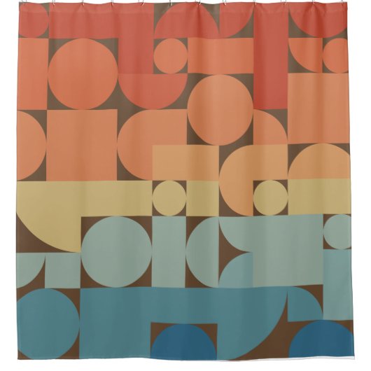 Retro Geometric Art 70s Stijl Douchegordijn (Voorkant)