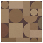 Retro Geometric Art Coffee Brown Stof (Close Up)