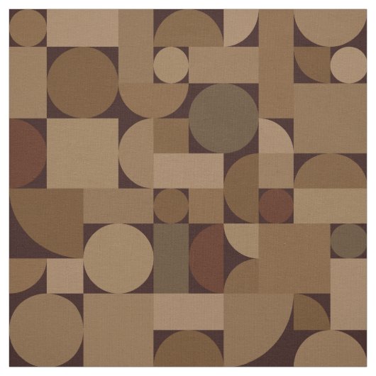 Retro Geometric Art Coffee Brown Stof (Swatch)