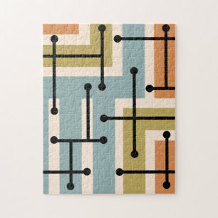 Retro Geometric Art Maze 1970s Retro Legpuzzel