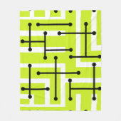 Retro Geometric Art Maze Chartreuse Fleece Deken (Voorkant)
