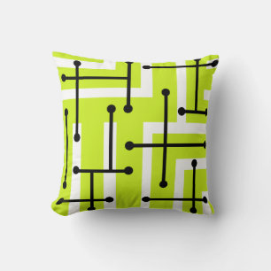 Retro Geometric Art Maze Chartreuse Kussen