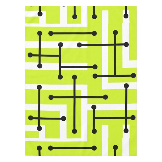 Retro Geometric Art Maze Chartreuse Tafelkleed (Voorkant)