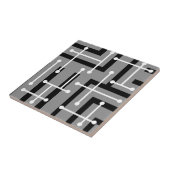 Retro Geometric Art Maze Gray Tegeltje (Zijkant)