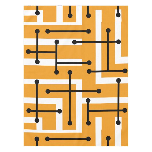 Retro Geometric Art Maze Oranje Tafelkleed (Voorkant)
