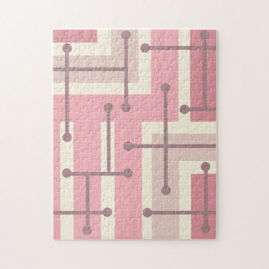 Retro Geometric Art Maze Pink Vanilla Legpuzzel (Verticaal)