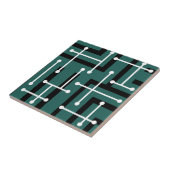 Retro Geometric Art Maze Teal Tegeltje (Zijkant)