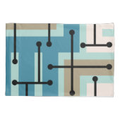 Retro Geometric Art Maze Turquoise Gold Kussensloop (Achterkant)