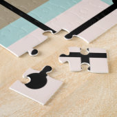 Retro Geometric Art Maze Turquoise Gold Legpuzzel (Zijkant)