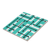 Retro Geometric Art Maze Turquoise Tegeltje (Zijkant)