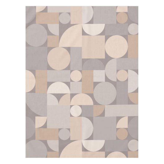 Retro Geometric Art Taupe Tafelkleed (Voorkant)